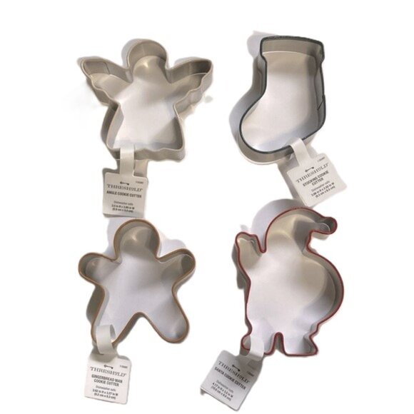 Christmas Cookie Cutters with Silicone Trim Stainless Steel  Set of 4 - Picture 1 of 10